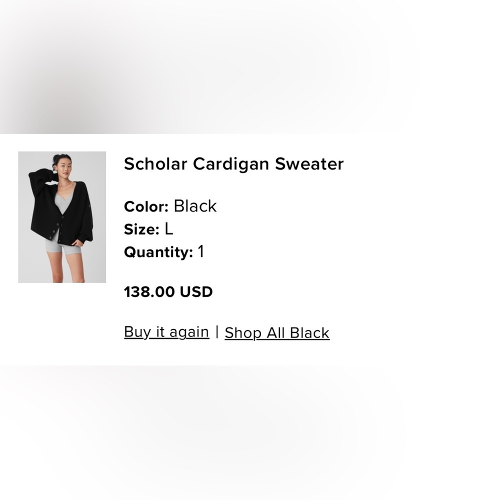 ALO Yoga Scholar Black Cardigan